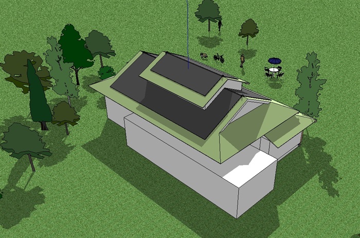 日式坡屋顶别墅设计su模型(3)