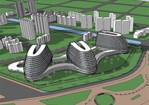 碧海游轮国际酒店建筑设计SU(草图大师)模型