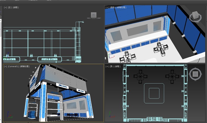 现代详细的展厅空间3d模型(3)