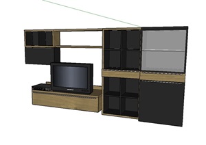 现代室内电视背景柜SU(草图大师)模型