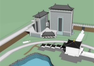 唐风宾馆酒店设计SU(草图大师)模型
