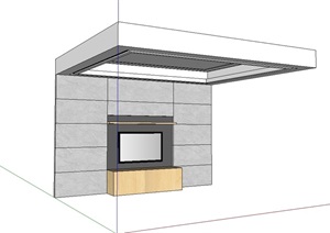 现代室内住宅空间电视墙设计SU(草图大师)模型