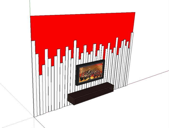 客厅室内电视背景墙su模型(2)
