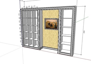 室内电视柜背景墙SU(草图大师)模型