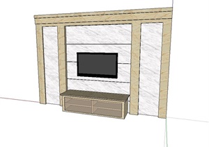 客厅电视背景墙设计SU(草图大师)模型