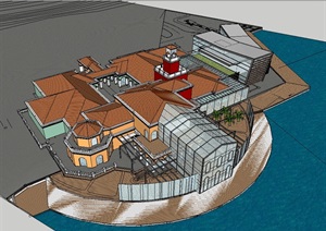 某欧式游艇俱乐部公建会所设计SU(草图大师)模型