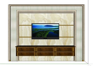 现代简约家装电视墙设计SU(草图大师)模型
