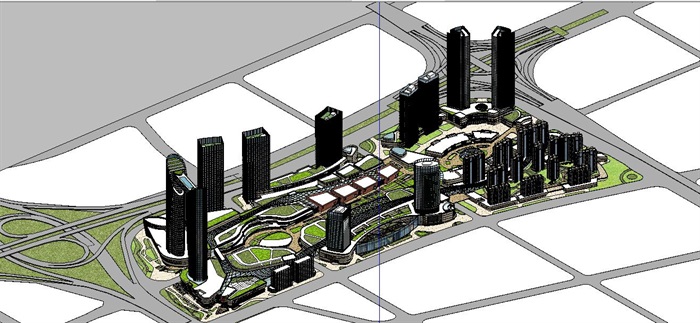 某城市生态商务区城市设计SU模型(1)
