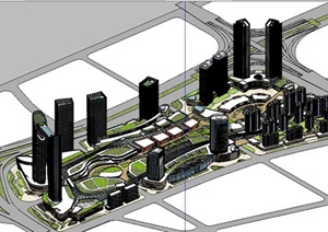 某城市中央生态商务区住宅建筑设计SU(草图大师)模型