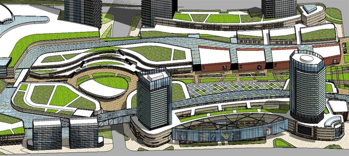 某城市生态商务区城市设计SU模型(4)