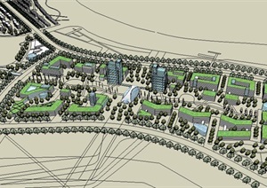 某城市滨水新区城市设计SU(草图大师)模型