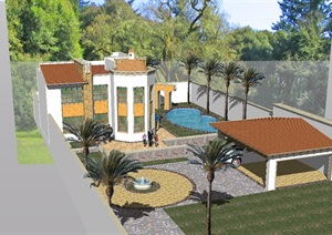 欧式详细的庭院别墅设计SU(草图大师)模型