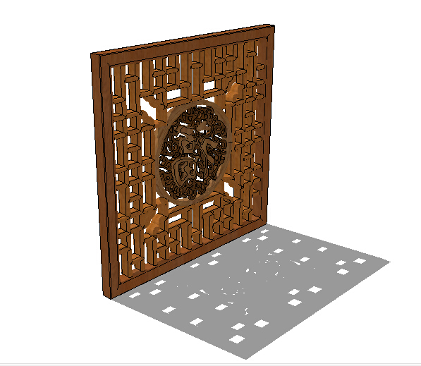 中式镂空详细木质窗设计su模型
