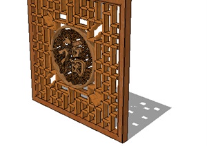 中式镂空详细木质窗设计SU(草图大师)模型