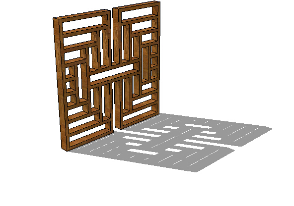 中式木质窗子su模型
