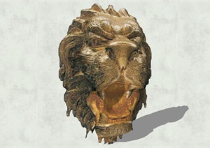 狮子头、孔雀、鸭子动物雕塑SU(草图大师)模型