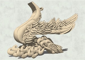 凤凰、山羊、大象、天鹅雕塑SU(草图大师)模型