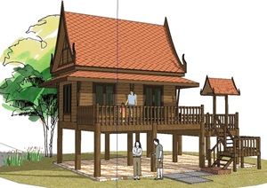 东南亚住宅别墅设计SU(草图大师)模型