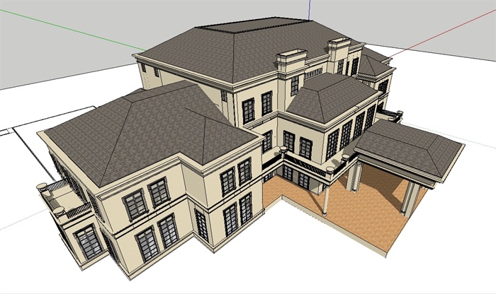 法式详细的自建别墅设计su模型(1)