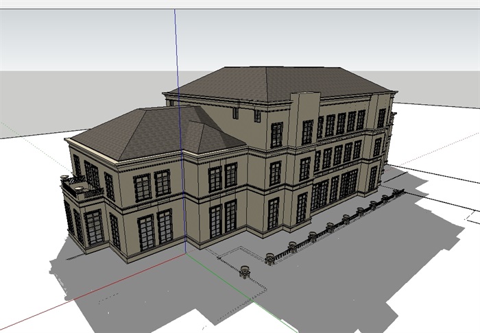 法式详细的自建别墅设计su模型(3)