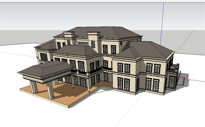 法式详细的自建别墅设计su模型(2)