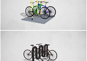 精细艺术风格自行车架子SU(草图大师)模型