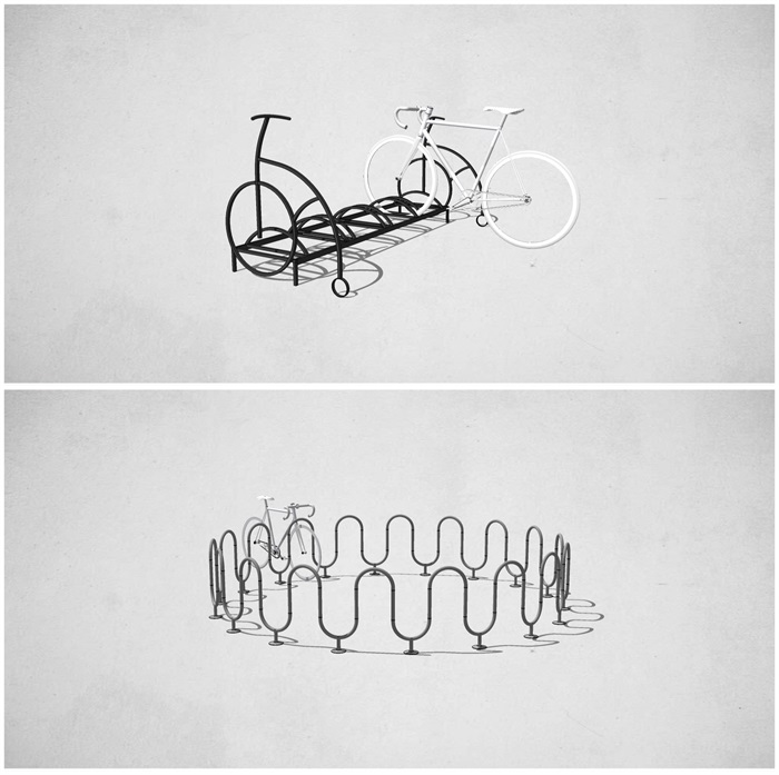 两个铁艺自行车架子SU模型
