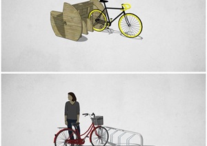 多款简约风格自行车架子SU(草图大师)模型