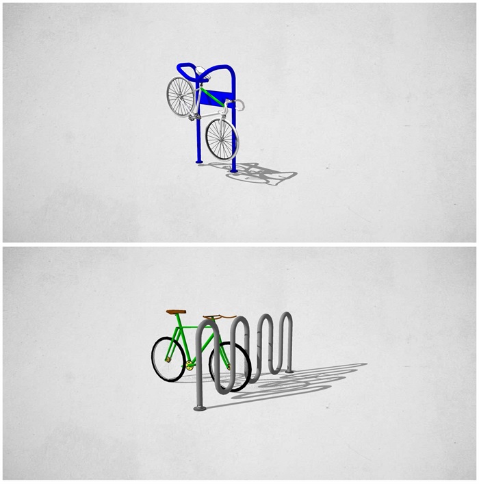 两个铁艺风格自行车架SU模型