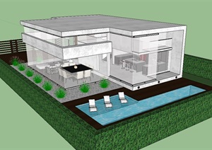 现代住宅室内及建筑别墅设计SU(草图大师)模型