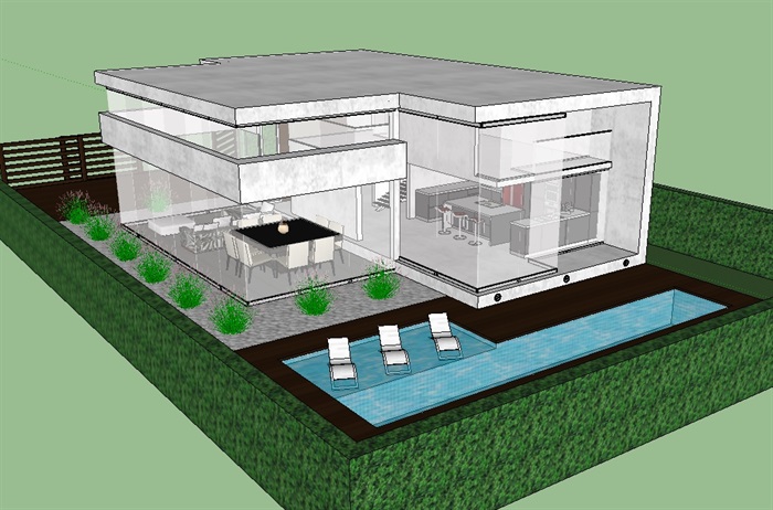 现代住宅室内及建筑别墅设计su模型(1)