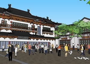 酒文化商业街建筑SU(草图大师)模型