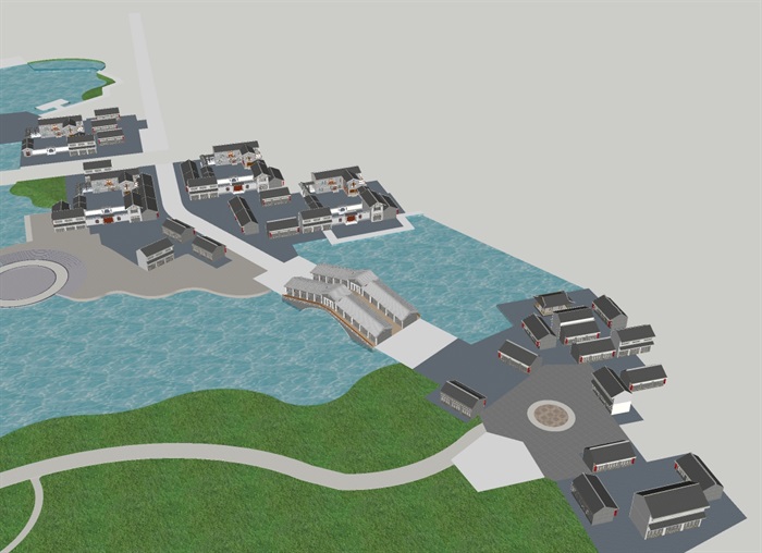 度假景区滨水建筑设计su模型