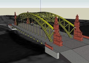 欧式详细的交通桥设计SU(草图大师)模型
