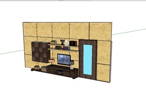 电视背景墙及电视柜设计SU(草图大师)模型
