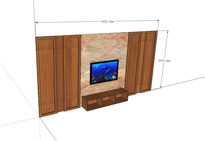 现代室内客厅电视墙设计su模型(2)