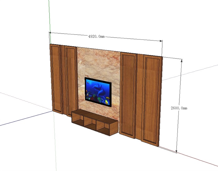 现代室内客厅电视墙设计su模型(1)