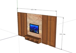 现代室内客厅电视墙设计SU(草图大师)模型