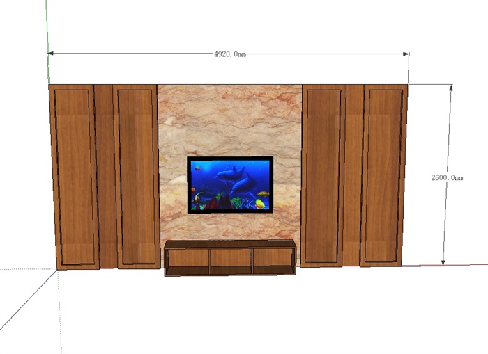 现代室内客厅电视墙设计su模型(3)