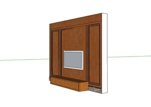 木质电视背景墙设计SU(草图大师)模型