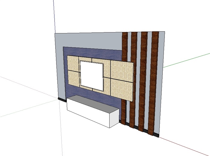 现代室内简约电视背景墙su模型(1)