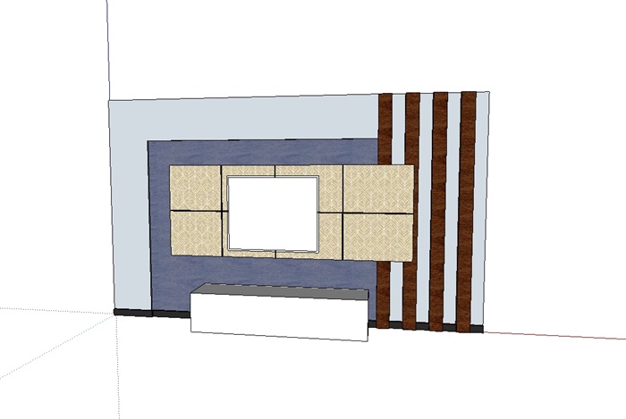 现代室内简约电视背景墙su模型(3)