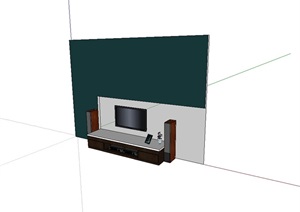 电视背景墙及电视柜SU(草图大师)模型