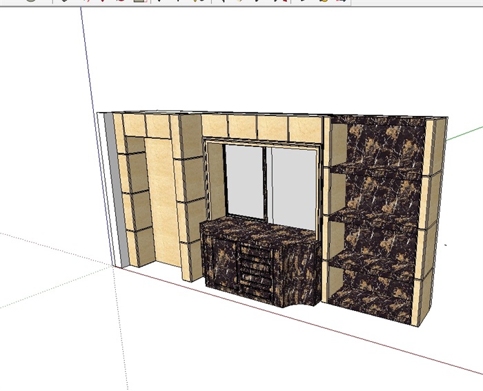 室内现代电视背景墙装饰设计su模型(1)