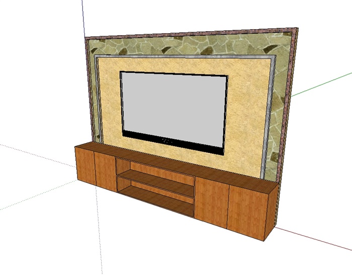 客厅电视背景墙体装饰设计su模型(1)