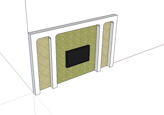 室内电视背景墙装饰设计su模型(2)