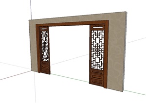 中式风格隔断门设计SU(草图大师)模型