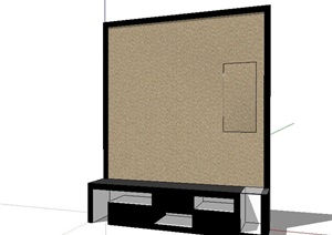 客厅简单的电视背景墙SU(草图大师)模型
