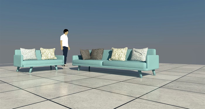 现代风格沙发组合设计su模型含效果图