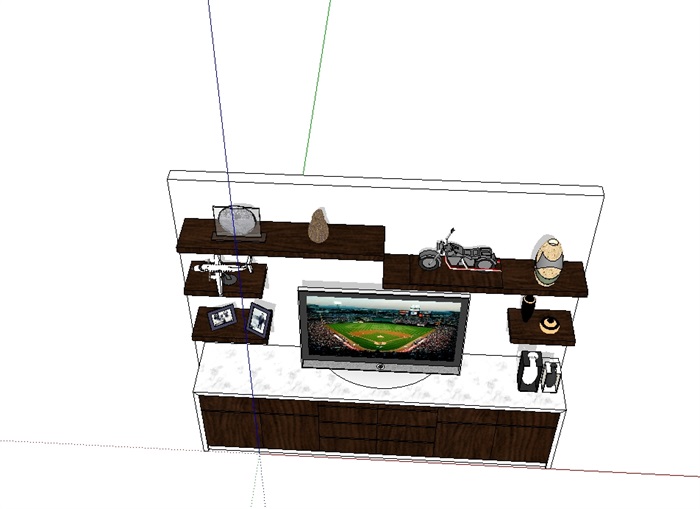 现代电视柜背景墙设计su模型(3)